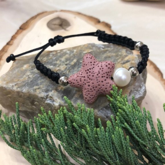 Star Shape Lava Stone Pink Handmade Bracelet